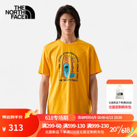 The North Face23春夏北面T恤男款户外舒适透气纯棉地球元素印花短袖81N2/7WF8 56P橘色/7WF9 S