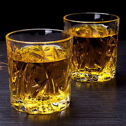 JIEYAJIE 洁雅杰 酒杯 玻璃洋酒杯(300ml)烈酒杯套装玻璃威士忌酒杯套装柳叶杯 2只装