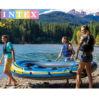 INTEX 68370三人充气船套装皮划艇3人加厚挑战者成人钓鱼船冲锋舟橡皮艇
