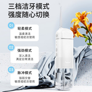 可亓冲牙器便携式家用电动口腔清洁洗洁牙器伸缩水牙线冲洗器正畸预防牙结石洁牙仪牙套牙齿清洗器 高频脉冲+三档洁牙+三种专业喷头