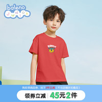 Baleno Junior班尼路童装2023春夏新款男女童百搭圆领短袖简约印花T恤上衣儿童 172R红-超飞 120cm