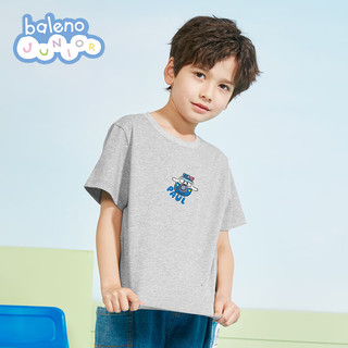 Baleno Junior班尼路童装2023春夏新款男女童百搭圆领短袖简约印花T恤上衣儿童 172R红-超飞 120cm