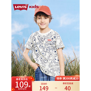 Levi's李维斯童装23夏季笑脸系列男童短袖T恤男童潮流上衣 古老白 160/76(L)