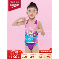 速比涛(Speedo)婴幼儿泳衣可爱印花防晒抗氯女童连体泳衣男童平角泳裤 紫色/蓝色 3
