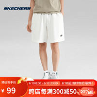 斯凯奇（Skechers）夏季男子运动针织宽松舒适简约跑步训练裤 L222M079-0074 棉花糖白 L