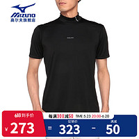 美津浓（MIZUNO）高尔夫服装 男士23新款夏季短袖T恤 golf透气排汗POLO衫 E2MAA008-09 黑色 M