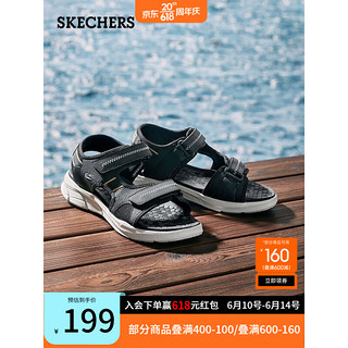 斯凯奇（Skechers）2023春夏新款男鞋户外沙滩鞋透气软底魔术贴凉鞋237286 黑色/BLK 45