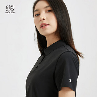 KOLON SPORT/可隆速干POLO衫 SECO系列 女子户外运动吸湿上衣抗菌T恤短袖 LKPT3MT564-BL 黑 180/2XL