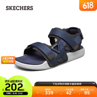 Skechers凉鞋男沙滩鞋夏季魔术贴男士休闲简约舒适透气百搭时尚拖鞋237292 海军蓝色/NVY 39.5