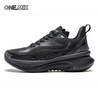 ONEMIX避震鞋轻量运动跑步鞋2023网面透气运动鞋男专业跑步鞋女 奥迪黑 43