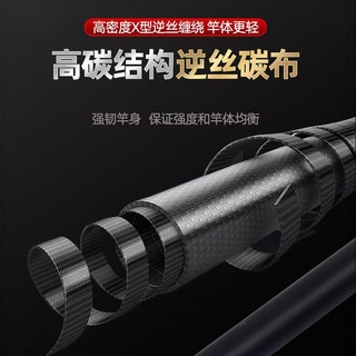 狼王路亚竿伸缩便携碳素直柄M超轻超硬抛竿单竿枪柄远航 直柄2.7米M