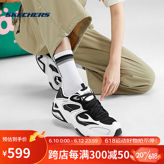 斯凯奇气泡熊猫鞋丨Skechers2023春款女子老爹鞋休闲运动鞋 149983-WBK 白色/黑色 37.5