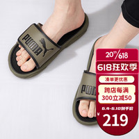 PUMA彪马拖鞋男鞋女鞋魔术贴夏季沙滩鞋情侣凉拖浴室休闲鞋户外凉鞋子 372280-19/军绿色/黑色 35.5/3