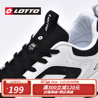 乐途（LOTTO）跑步鞋男2023年春夏季新款网面透气休闲鞋软弹缓震时尚潮流老爹鞋 白黑色 40