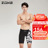洲克(ZOKE)男士泳裤五分熊猫专业游泳训练速干比赛泳衣 黑白熊猫花122636898 M