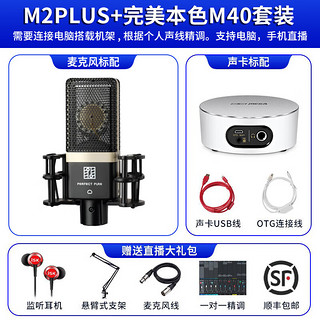 IXI MEGA M2PLUS外置声卡套装主播K歌专业录音电脑手机高端网红直播设备全套电容麦克风话筒 M2PLUS+完美本色M40套装