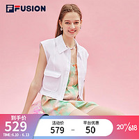 斐乐（FILA） FUSION潮牌女子梭织衬衫2023夏季新款简约宽松无袖上衣 标准白-WT 155/76A/XS