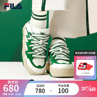斐乐(FILA)斑斓鞋ROSETTA女鞋板鞋2023秋新款面包厚底鞋复古休闲鞋 斐乐白/艾草绿-WJ 36