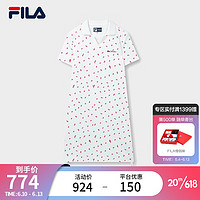 斐乐（FILA）官方女子针织连衣裙2023夏季新款时尚满印翻领短袖休闲裙 满印一-ZA 170/88A/L