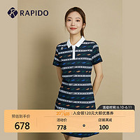 Rapido 雳霹道 2023年夏季新款女子海边印花翻领休闲连衣裙CP3471K35 藏青色 160/84A