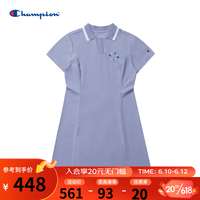 Champion2023春夏新款刺绣字母图案小C LOGO休闲甜酷连衣裙女 浅紫色 L
