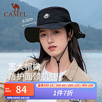 CAMEL 骆驼 登山帽户外遮阳帽防紫外线钓鱼徒步牛仔渔夫帽防晒帽 133BP01129，黑色