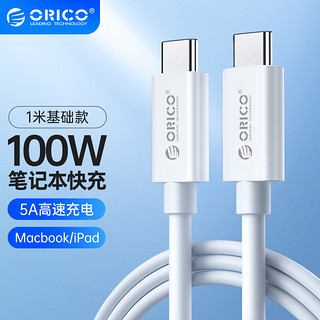 ORICO 奥睿科 Type-c数据线100W 1米双Type-C口苹果快充线适用华为/小米/苹果平板笔记本电脑充电线