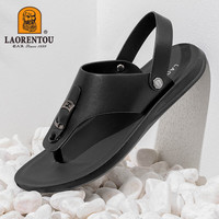 老人頭(LAORENTOU)人字拖鞋男时尚简约鞋拖两用凉拖鞋户外沙滩凉鞋 LT11107 黑 42