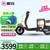 爱玛电动车欣果Q101新国标可上牌48V24A可拆卸锂电电动自行车 可可棕（前碟后鼓+可提锂电）