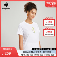 乐卡克法国公鸡女2023春夏新款运动休闲宽松T恤上衣CB-0164231 白色/WHT XL