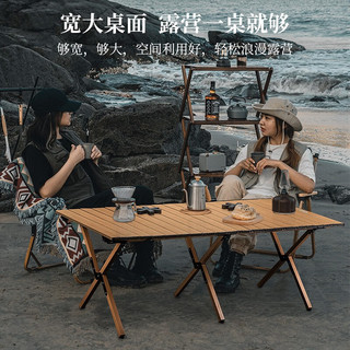 WATER CLEAR 清系 便携式露营桌子野餐可折叠克米特椅野营用品装备户外折叠桌蛋卷桌 木纹钢椅黑色大号*2