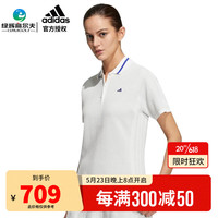 阿迪达斯(adidas)高尔夫服装 女士23新款夏季短袖 透气排汗运动POLO衫 golf户外T恤 HS6883 白色 L