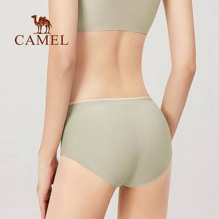 骆驼（CAMEL）衣冰丝内裤女夏季薄款日系少女三角短裤高棉裆女士无痕内裤 R1S3AS110-2，肤色/灰色 XXL