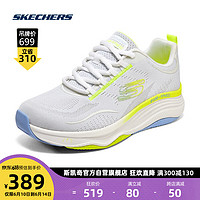 斯凯奇Skechers2023女渐变花纹时尚网面透气运动鞋 白色/多彩色 36