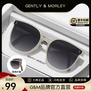 GENTLY MORLEY 2023新款可折叠墨镜女偏光高级感防紫外线防晒太阳眼镜gm大脸显瘦