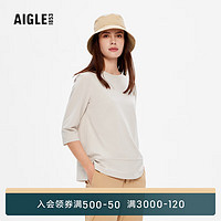 AIGLE艾高2023年春季新品女吸湿排汗UPF50+防晒防紫外线户外T恤 貂杏色 AK042 42(175/96A)