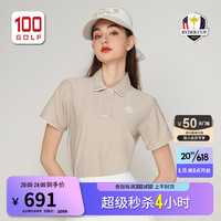 RYDER CUP莱德杯高尔夫服装女短袖23夏季时尚弹力运动翻领polo衫 卡其色 XS