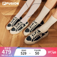 斐乐(FILA)FILA FUSION斐乐女鞋一脚蹬帆布鞋2023夏板鞋运动鞋 黑/奶白-BG 37.5