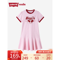 Levi's李维斯童装23夏季儿童连衣裙女童桃心撞色裙子 玫瑰浅粉 110/56