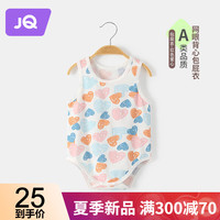 婧麒(JOYNCLEON)婴儿吊带连体衣夏季薄款女宝宝包屁衣夏装三角哈衣爬服家居服 红色爱心 73cm