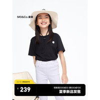 little MO&Co.little moco童装23夏装新款女童小花朵印花纯棉短袖T恤KBC2TEE001 黑色 110/52