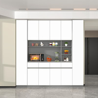 强象轻奢岩板餐边柜高柜一体靠墙现代简约餐厅客厅酒柜储物柜定制G240 款式1：2400*350*2400 (无灯)