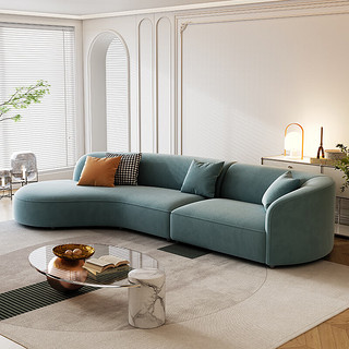 摩高空间法式20235奶油风弧形沙发客厅麂皮绒小户型网红款轻奢布艺 3.4米