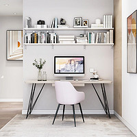 美达斯1.9米宽可调节墙面书架书桌家用桌上置物隔板书架图书馆展示架 1.9米宽两层书架（包安装）