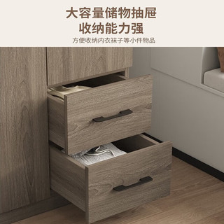 森普顿衣柜卧室平开门衣柜木质组合现代简易简约板式家用柜子收纳衣橱 160cm四门主柜+顶柜 免漆板