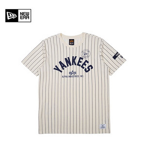 NEW ERAx Alpha Industries x MLB联名款短袖T恤MLB情侣条纹休闲圆领衫 60333950-黑色 M