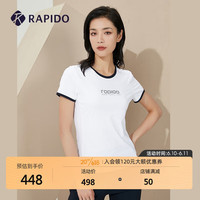 Rapido 雳霹道 2023年夏季新款女子海边系列修身圆领衫短袖T恤衫CP3542S40 白色 165/88A