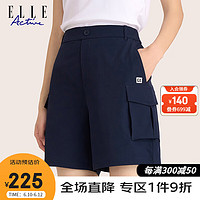 ELLE ACTIVE时尚工装短裤女装2023夏季新款潮流百搭大口袋显瘦干爽透气裤子 藏青色 XL