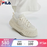 斐乐(FILA)官方FOSSO女鞋复古帆布鞋2023夏面包休闲鞋川行鞋小白鞋 燕麦色-OM 36