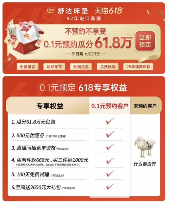 Serta 舒达 布朗B 偏硬护脊床垫 1.5m